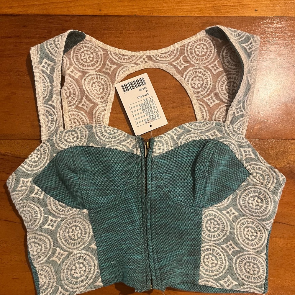 Pins & Needles Teal and Cream Tank Top